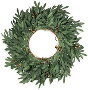 Decorazione a forma di corona di olivo - decorazione per l'intero anno - 1 pezzo - verde - seta e schiuma