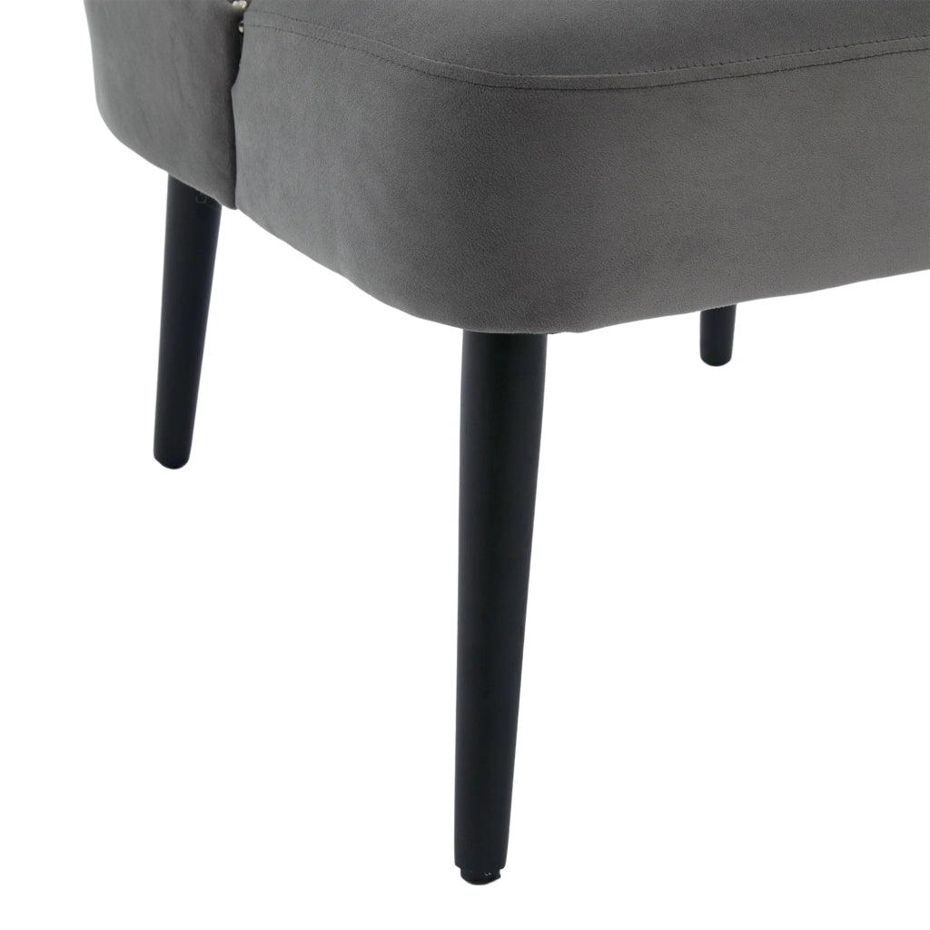 Poltrona in Velluto con Bottoni e Gambe in Legno ¨C MINIMAL ¨C Design Moderno