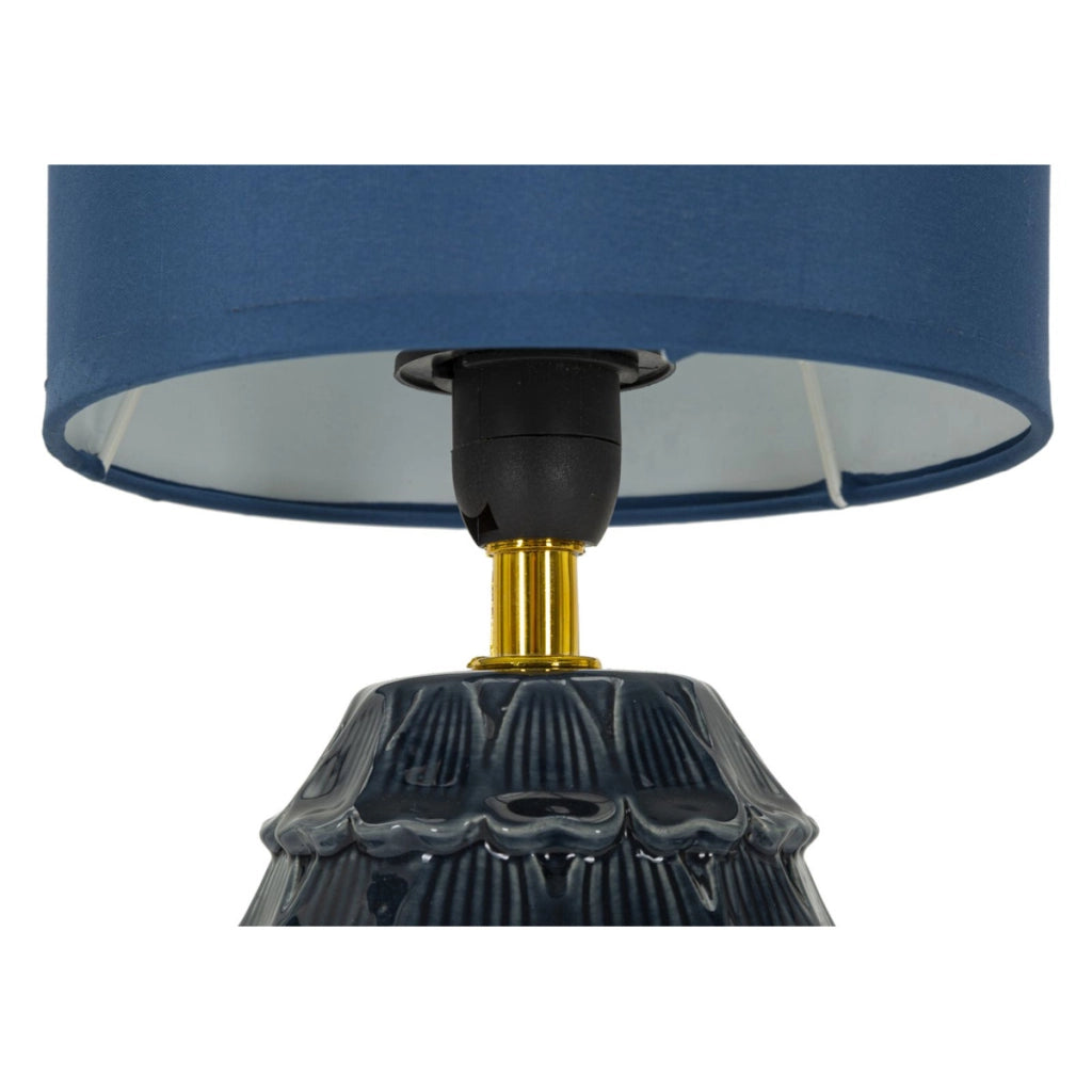 Lampada da Tavolo VKH96, Blu, Ceramica, 15x15x30,5 cm