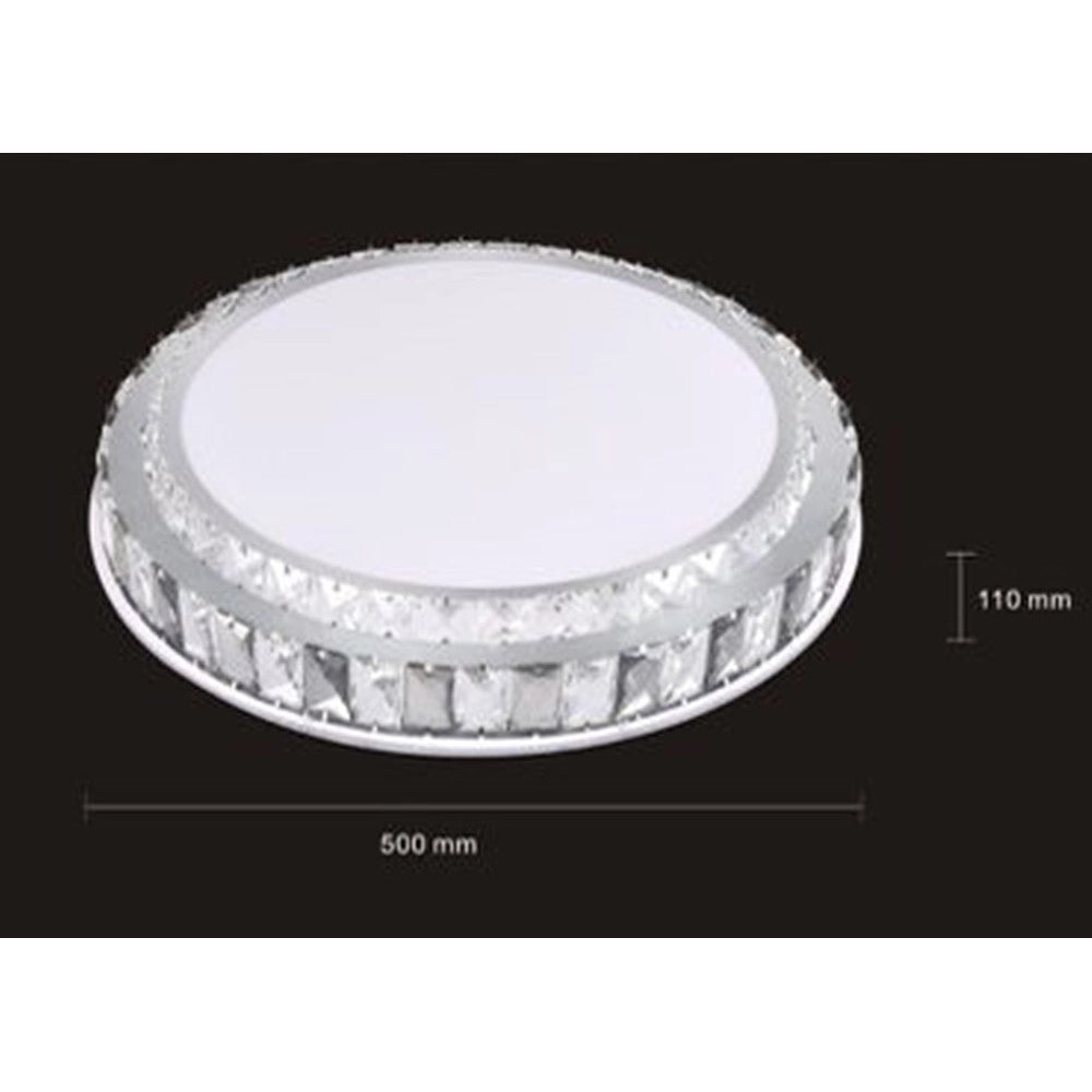 Trade Shop - Plafoniera Soffitto 65w ø50cm Led Design A Strati Cristalli Rotondo Luce Fredda 48316 -