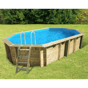 Piscina In Legno Ottagonale Northwood 610 - 6,10 X 4,00 H1,30 M - Liner Blue
