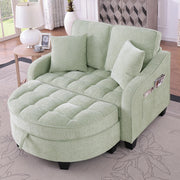 Divano multifunzione 2 in 1 - Xylo - Con pouf, legno eucalipto, ciano