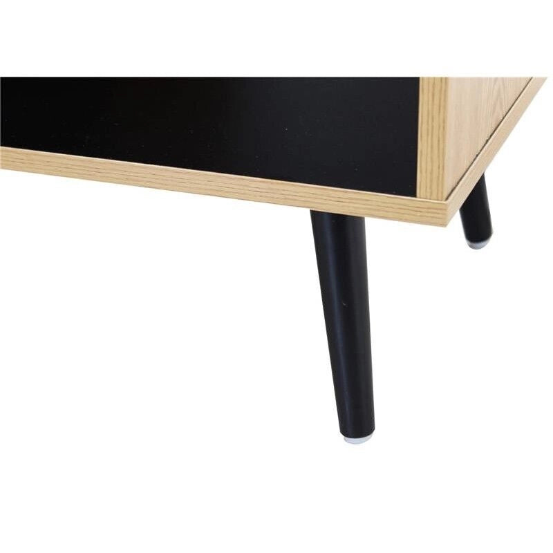 MOBILE ELWOOD NERO E NATURALE CON 3 ANTE E 3 PIANI 100 X 39,5 X H135 CM