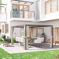 Pergola da Giardino 3x3m con Tende in Alluminio e Acciaio Beige