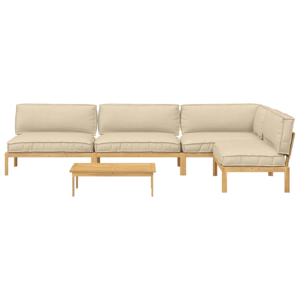 Set di divani con cuscino 5 pcs Beige Legno di Acacia Massello 3418347