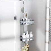 Douche a sospensione, in acciaio inox SUS304, senza fori, porta di vetro senza cornice, appeso a 12 mm (argento)