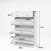 Armadio per scarpe in legno a 3 ante con 2 cassetti - Xylo - 80x23.5x125cm