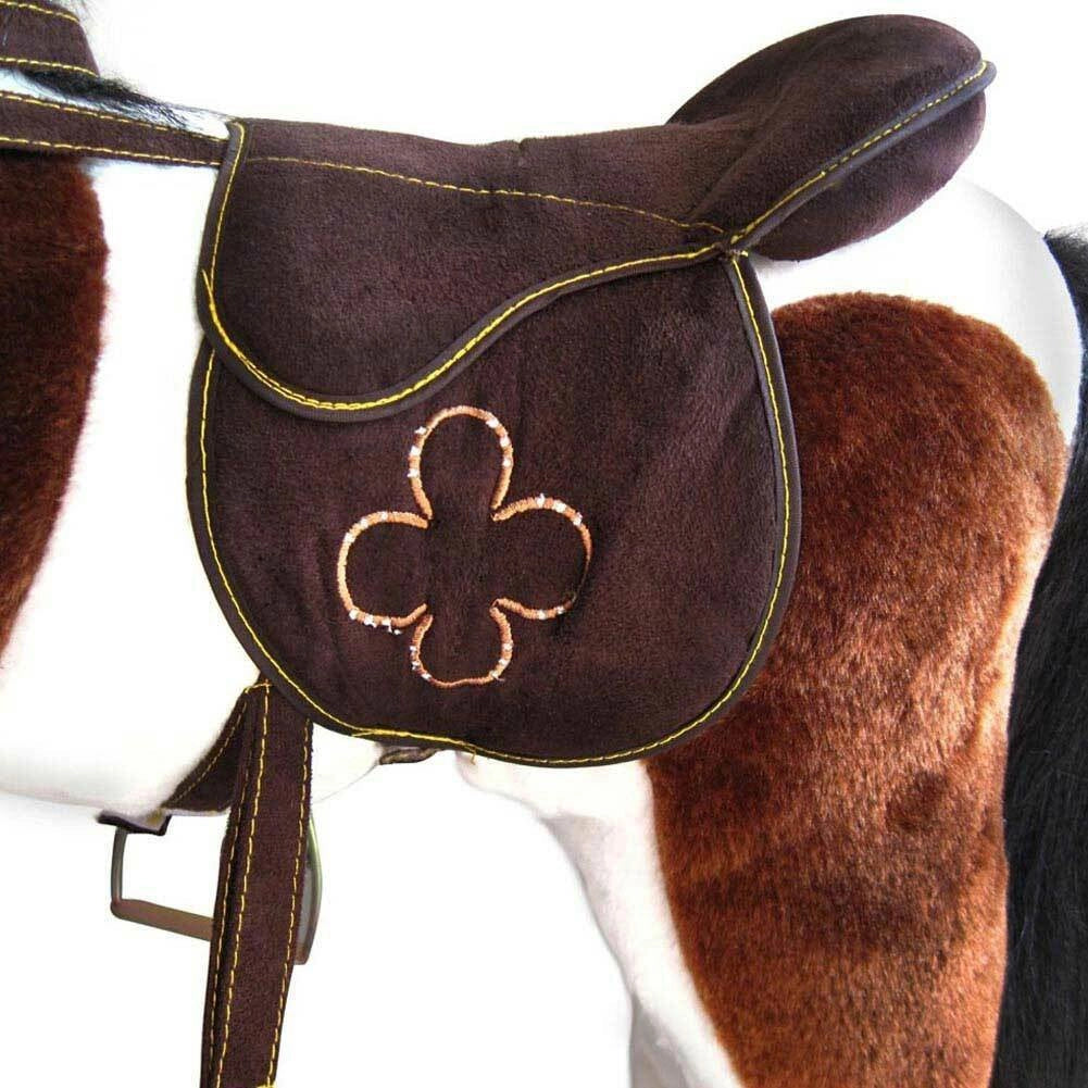 Cavallo a Dondolo Con Effetti Sonori Realistici Legno e Peluche Bambini Infanzia