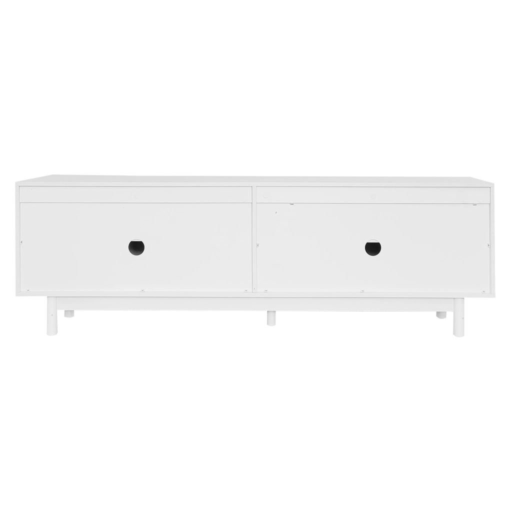 Mobile TV 175x38x56 cm; 4 ante push-to-open con ripiani regolabili; pannello truciolare bianco