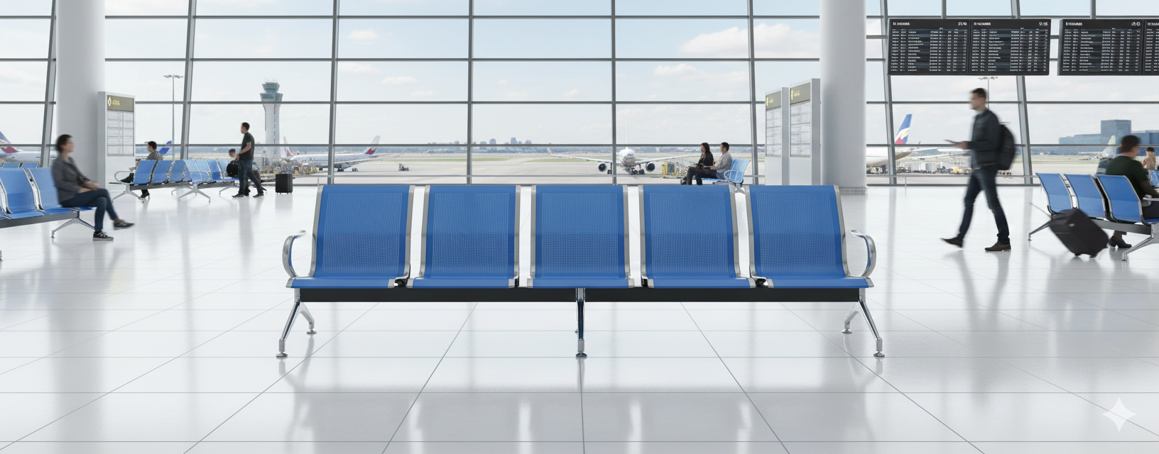 Panca per Sala Attesa 5 Posti in Acciaio da Ufficio Tosini Blu