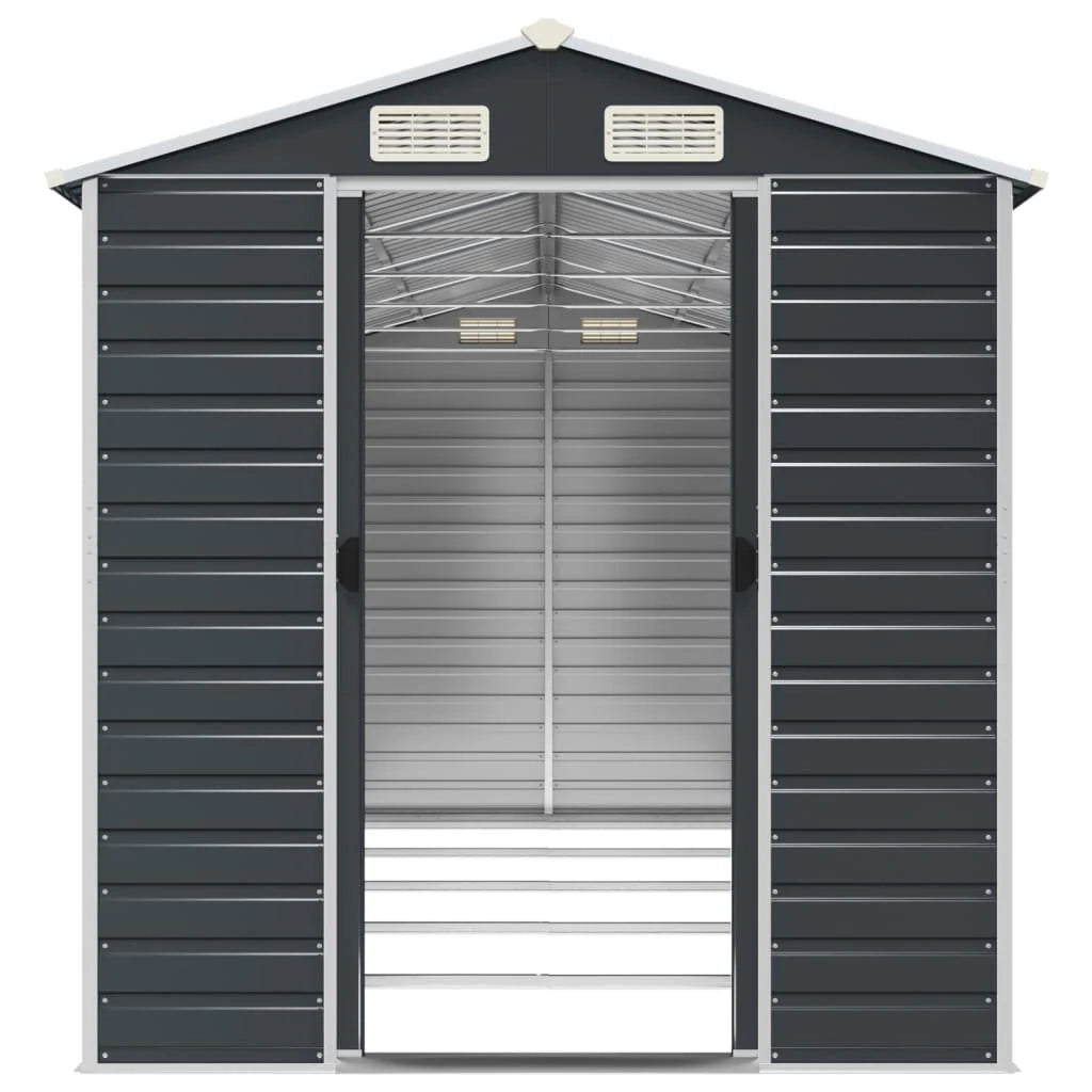 Casetta da giardino cabina ripostiglio casetta da esterno robusta casetta per attrezzi 191 x 470 x 198 cm acciaio zincato antracite 02_0022187