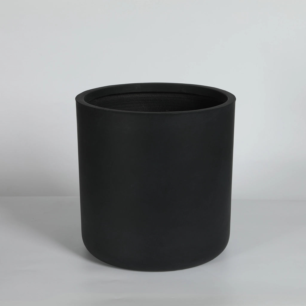 Fioriera con grigliato rotonda in magnesio ossido con fori di drenaggio set di 2 nera 50 × 50 × 50 cm