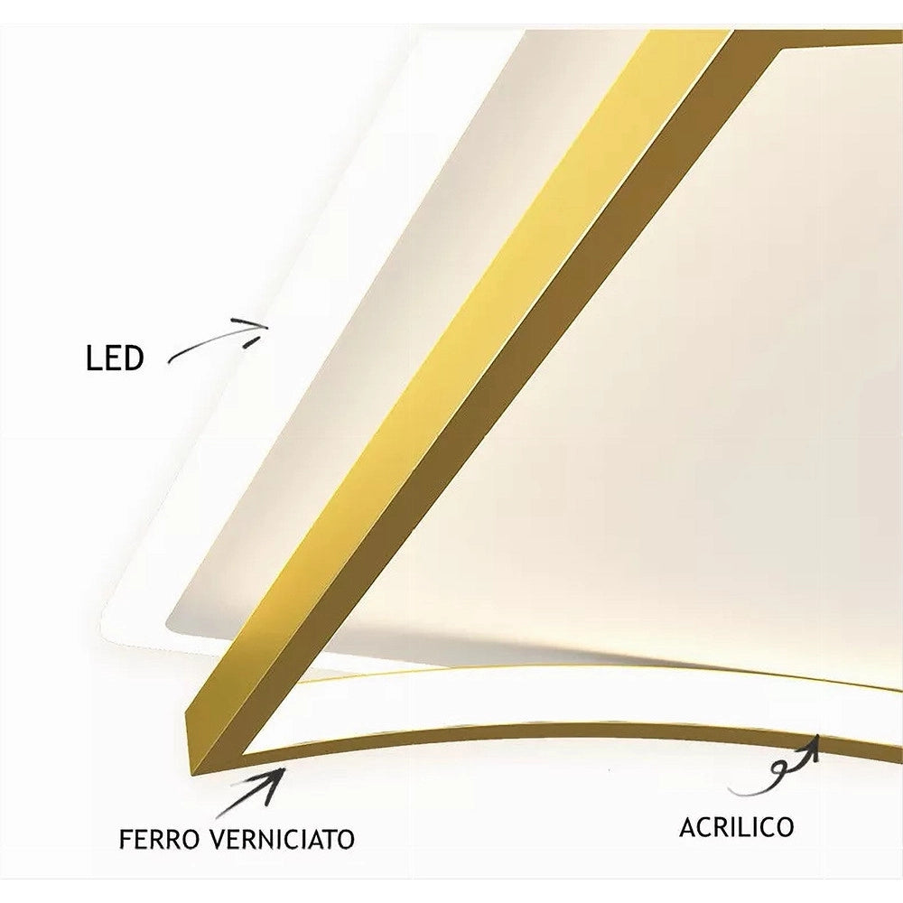 Trade Shop - Plafoniera Led 48w Quadrato Bianco Oro Design Moderno Soffitto Luce Fredda 71523 -