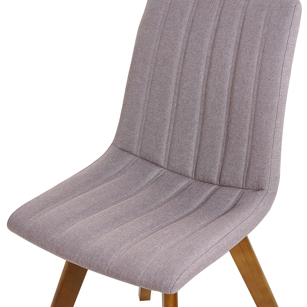 Set di 2 sedie Tessuto poliestere color talpa Gambe in legno massello scuro Imbottitura verticale Schienale curvo