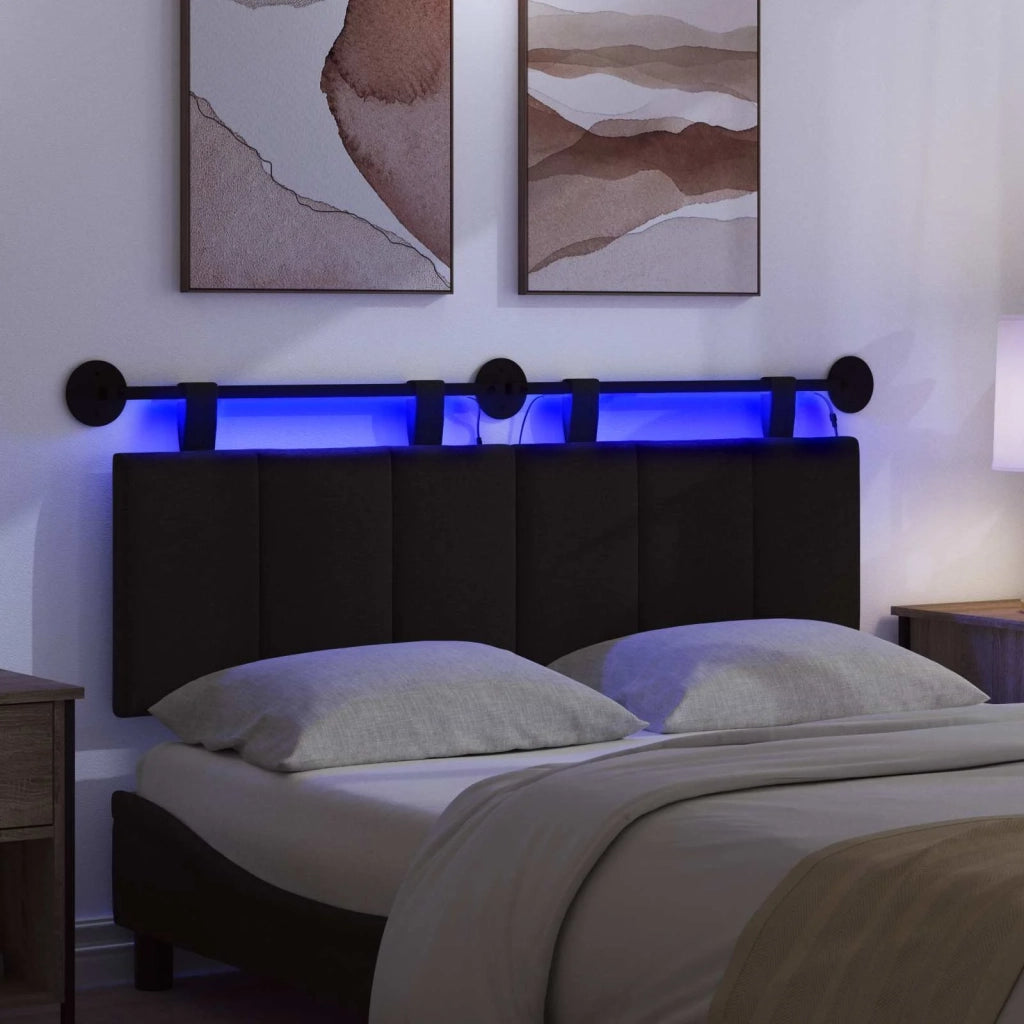Testiera | Testata sospesa Con luce LED Nero Tessuto