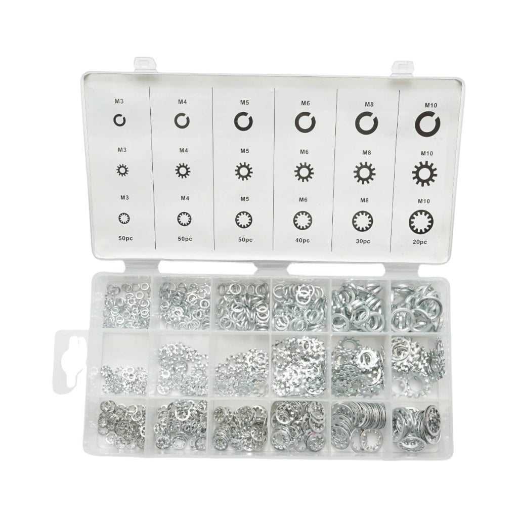 Set rondelle Grover e dentate interne/esterne – 720 pezzi