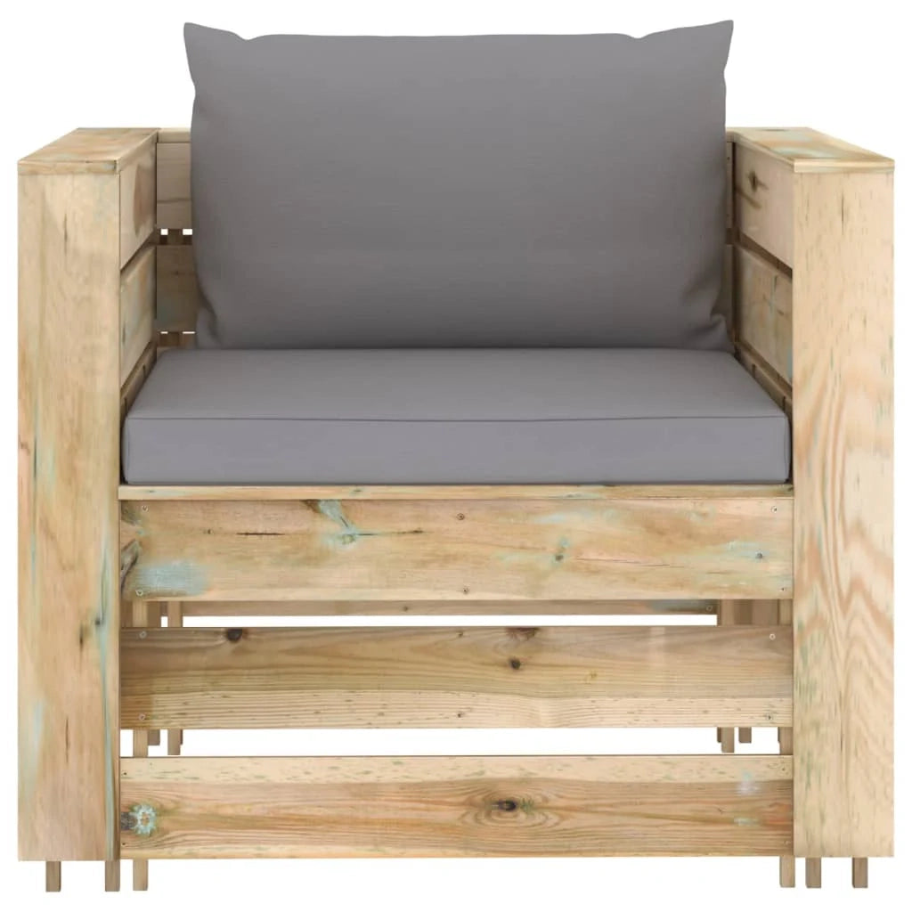 Set di mobili da giardino mobili da esterno 2 pezzi con cuscini legno impregnato verde 02_0015888