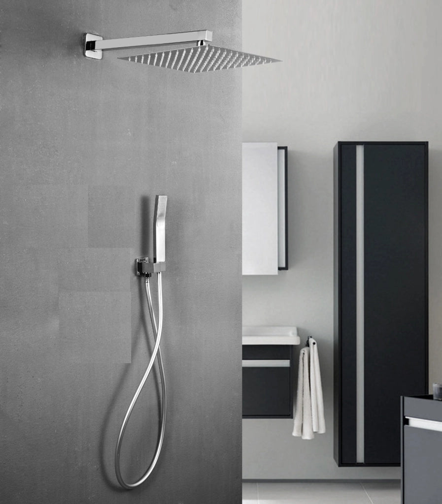 Set doccia completo di soffione quadrato 20x20 cm e set doccetta KZ-1004-2 MUMBAI - Cromato Lucido