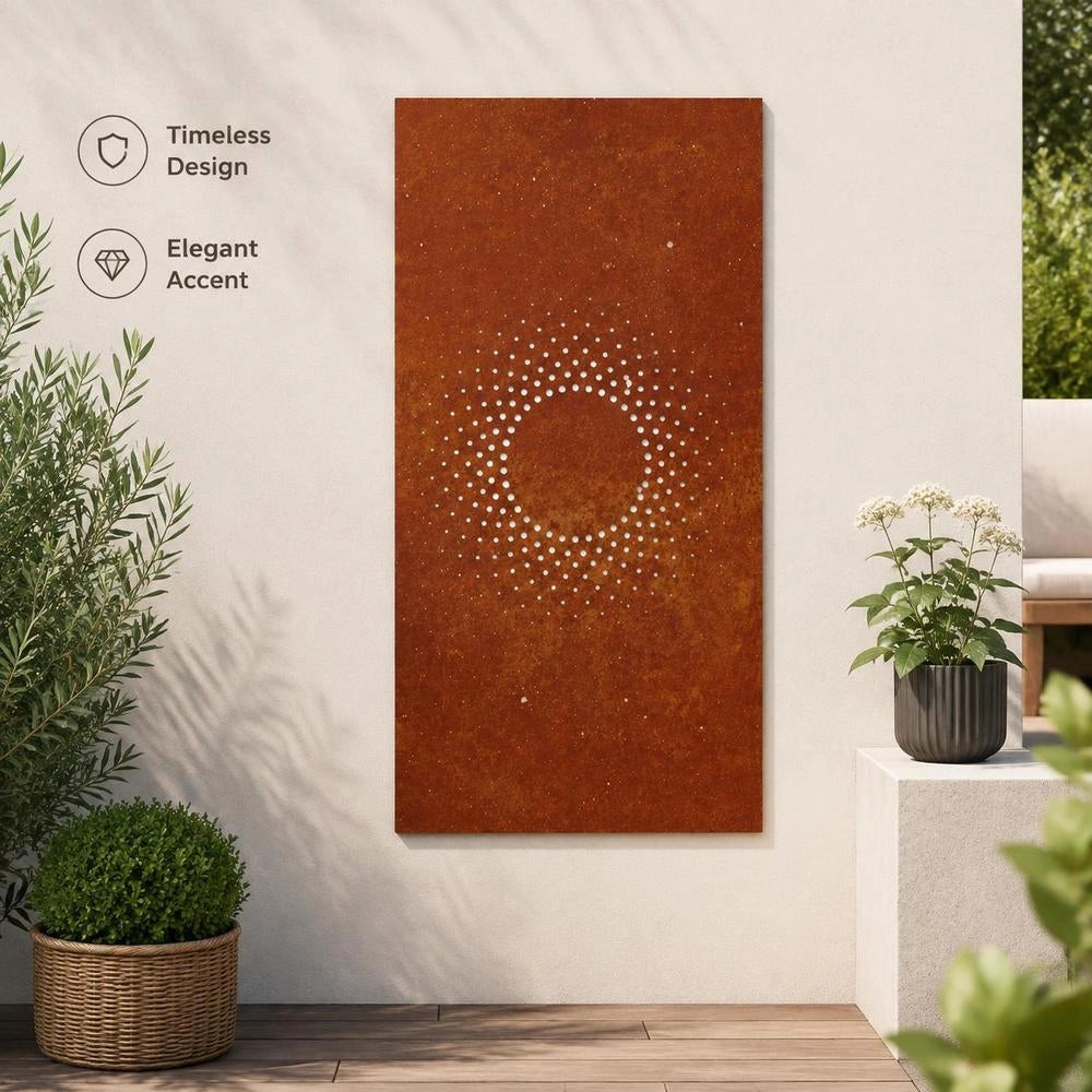 Garden Wall Decoration 105x55 Cm Corten Steel Sun Design