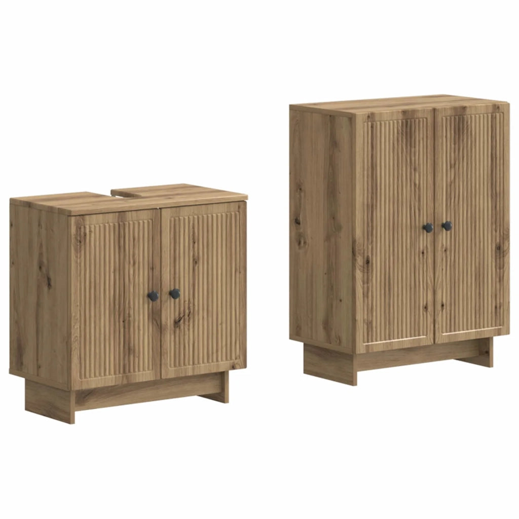 Set di Armadi da Bagno da 2 Pezzi EDE Rovere Artigianale 3417584