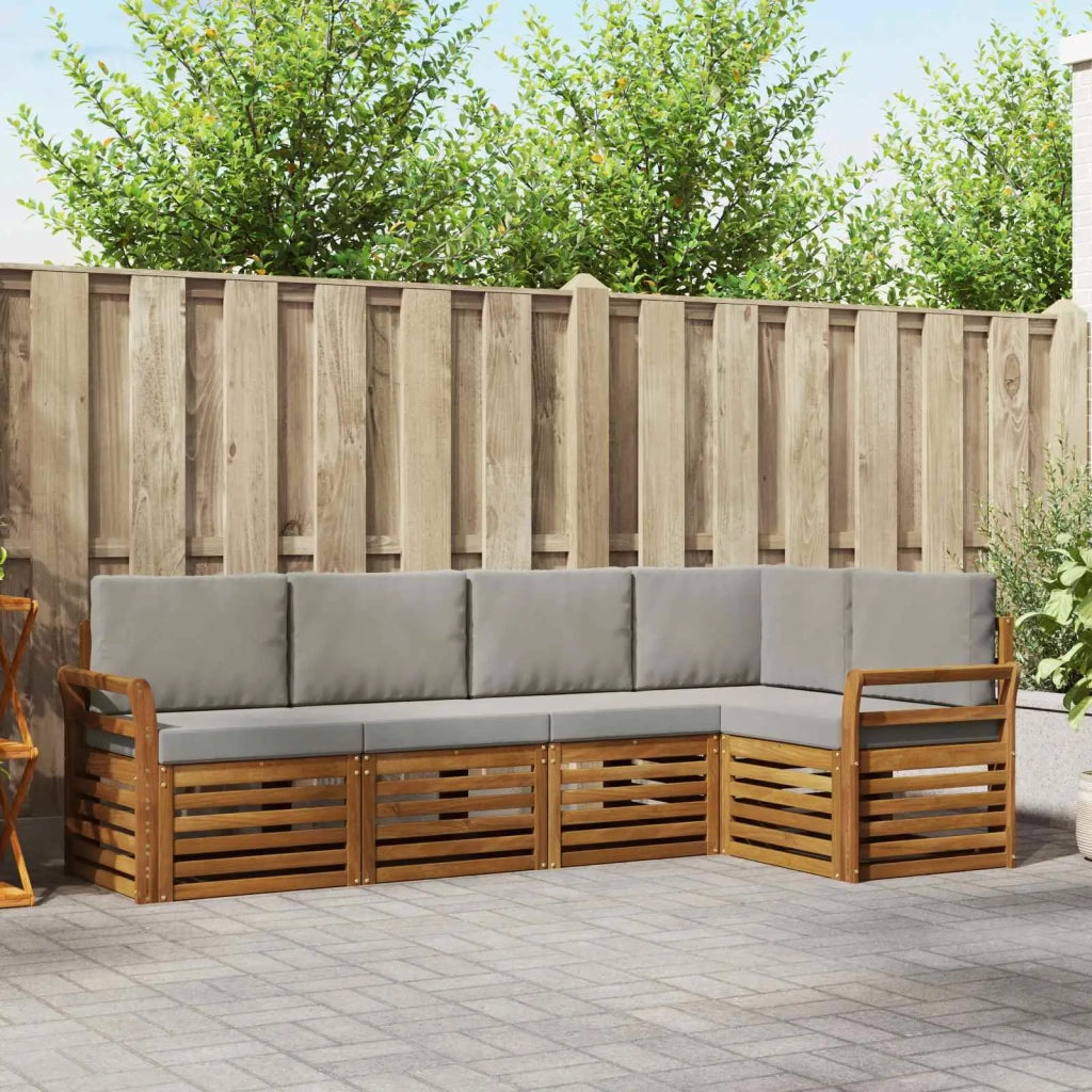 Set divano sezionale con cuscino 5 pcs Grigio Naturale e Chiaro 3374811