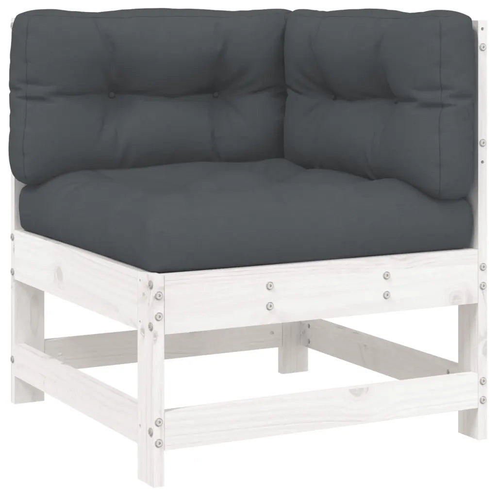 Set Divani da Giardino 6pz con Cuscini in Legno Massello Bianco 3185900