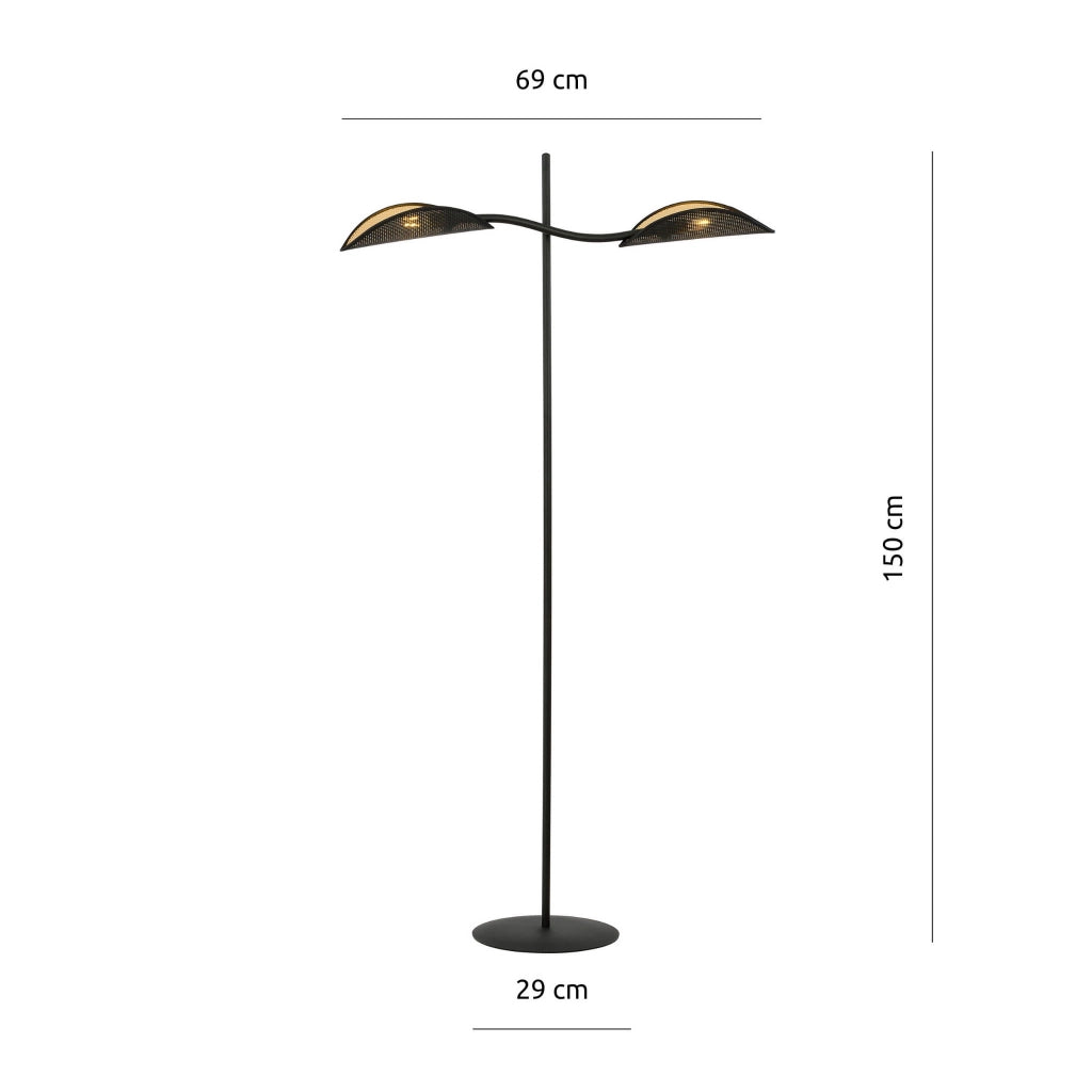 Lampada da terra Emibig Lotus nero rattan 2xE14 150cm