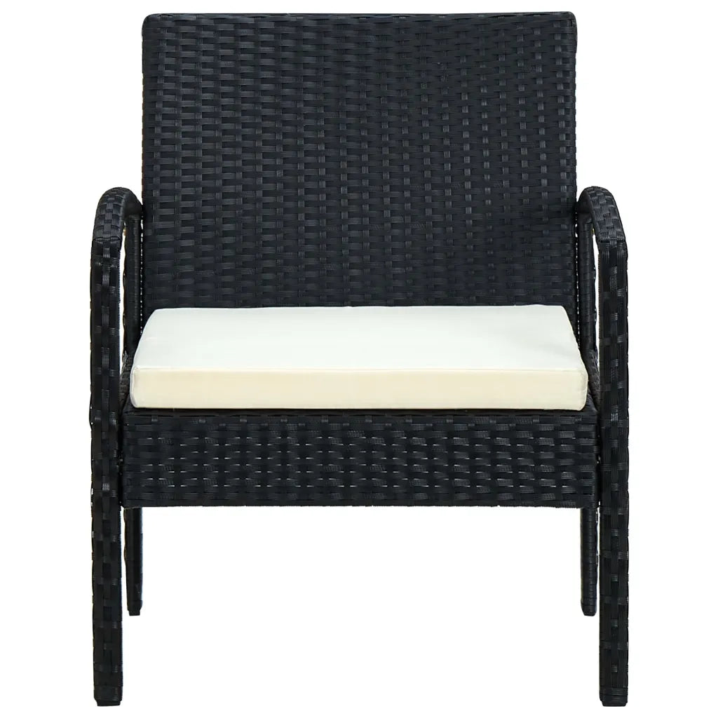 Sedia da Giardino con Cuscino in Polyrattan Nero 45795