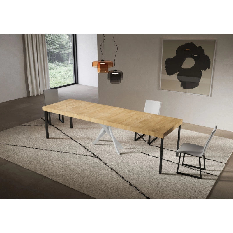 Consolle allungabile 90x40/300 cm Saki Premium telaio Bianche - Quercia Natura