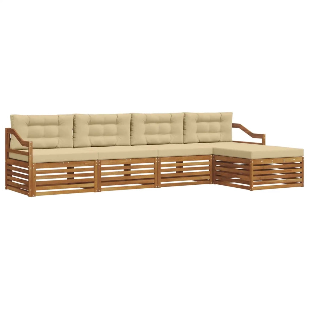 Set di divani da esterno con cuscino 5 pcs Naturale e Beige
