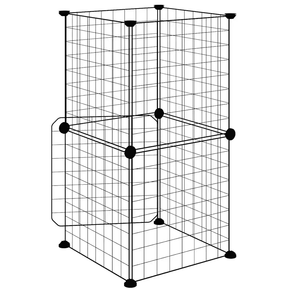 Gabbia per Animali 8 Pannelli con Porta Nero 35x35 cm Acciaio 3114032