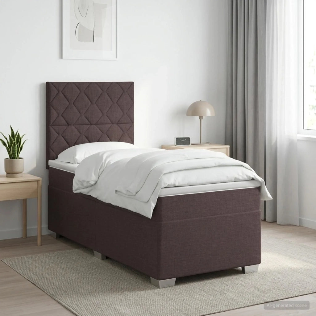Letto box spring con materasso Marrone Scuro 100 x 200 cm 3453349
