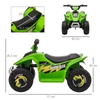 Quad Elettrico per Bambini con Batteria Ricaricabile 6V e Marcia Avanti e Indietro, 72x40x45.5 cm, Verde