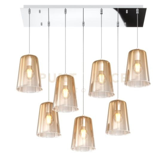 SOSPENSIONE CROMO RETTANGOLARE 7 LUCI AMBRA 1164CR-S7 R-AM