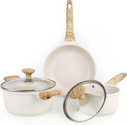 Insieme di pentole 5 pezzi - 16 cm pentola acciaio 15 l - 20 cm pentola acciaio 25 l - 24 cm padella - rivestimento antiaderente - accessori da cucina - tutti i fornelli - senza PFAS - Insieme di pentole