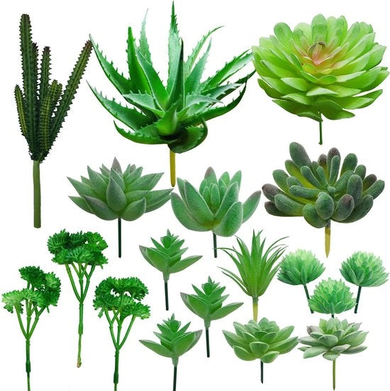 Piantine artificiali da interni e da esterni 24 pezzi - Decorazione per matrimoni - Aspetto realistico - Adatti per terrarium