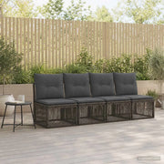 Divano a 4 posti 4 pcs 4-Numero di posti Grigio polyrattan 42026720