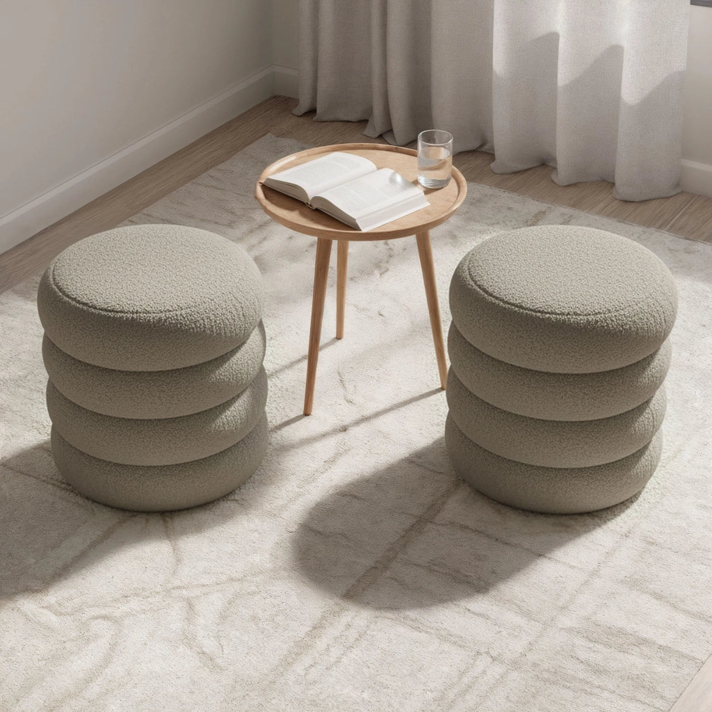 Pouf contenitore cilindrico in tessuto teddy 42 cm SNUGGO Moka