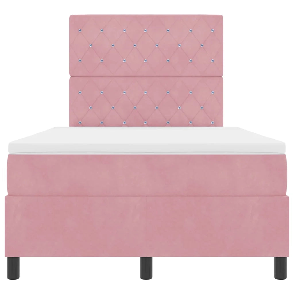 Letto a Sorgente LED con materasso Rosa 120 x 200 cm Tessuto