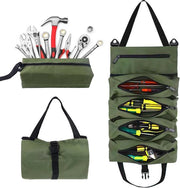 Tas multifunzionale per strumenti con 5 contenitori e tasca portafoglio - astuccio per strumenti da lavoro in tela per uso domestico e professionale