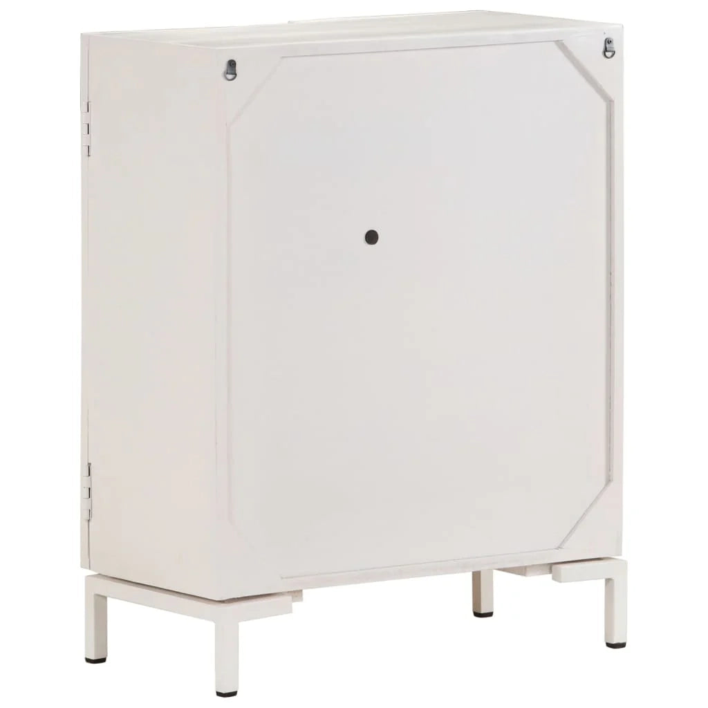 Buffet credenza cassettiera armadio mobile contenitore organizer per cucina soggiorno salotto 60 x 30 x 76 cm legno massello di mango bianco 02_0029604