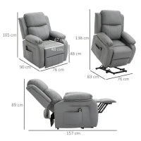 Poltrona Relax Elettrica e Alzapersona Reclinabile fino 160° con Telecomando, in Similpelle - Grigio
