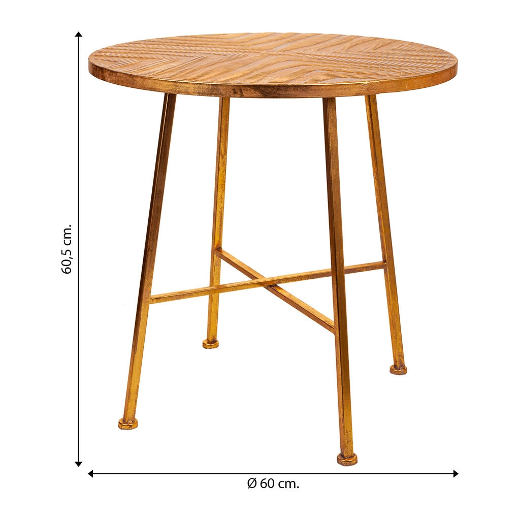 Tavolino in metallo dorato 60x60x60,5h