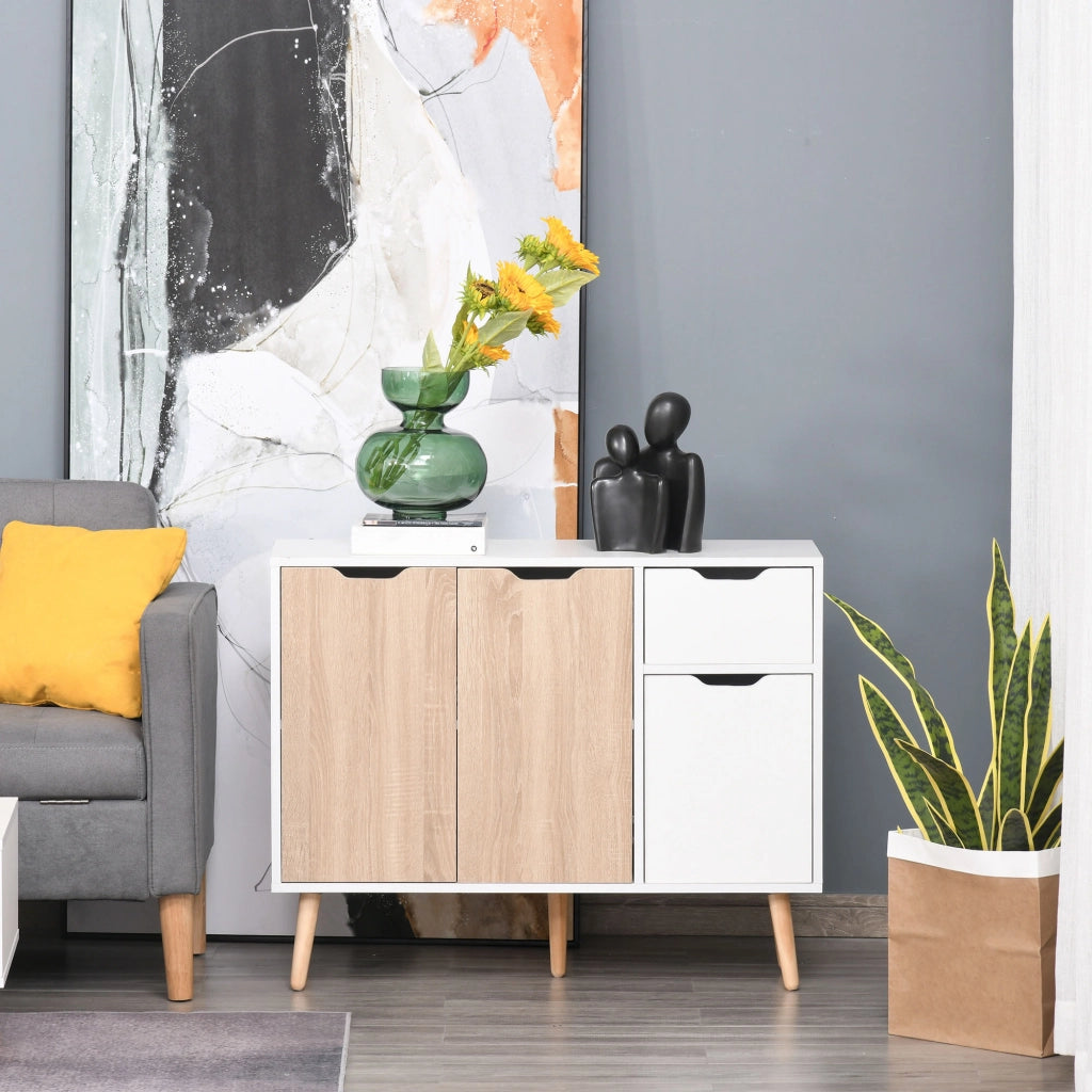 Armadio Multiuso con Cassetto e Ante in Legno Stile Nordico ¨C Zephmum ¨C 90x30x72