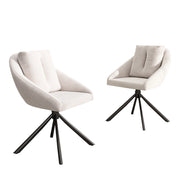 Sedia da pranzo girevole 360° set di 2 con supporto ergonomico in velluto beige