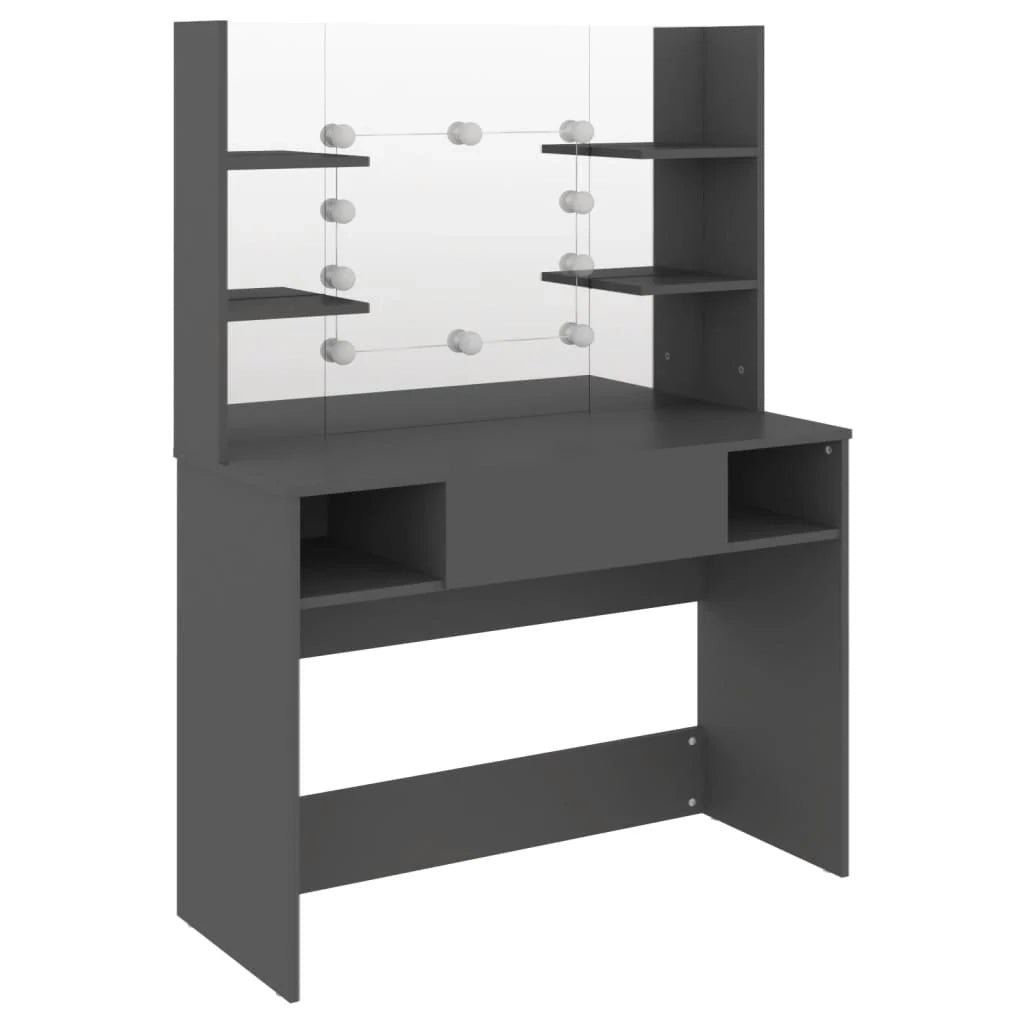 Toeletta tavolo da trucco di design mobile da camera da letto con illuminazione a LED 100 x 40 x 135 cm MDF grigio 02_0006339