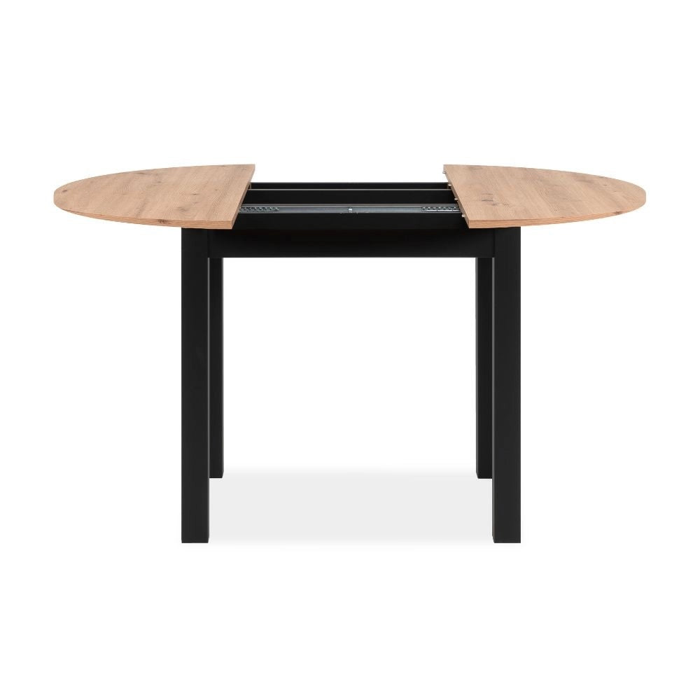 Tavolo rotondo allungabile Coburg100 100x100x76H colore quercia e nero
