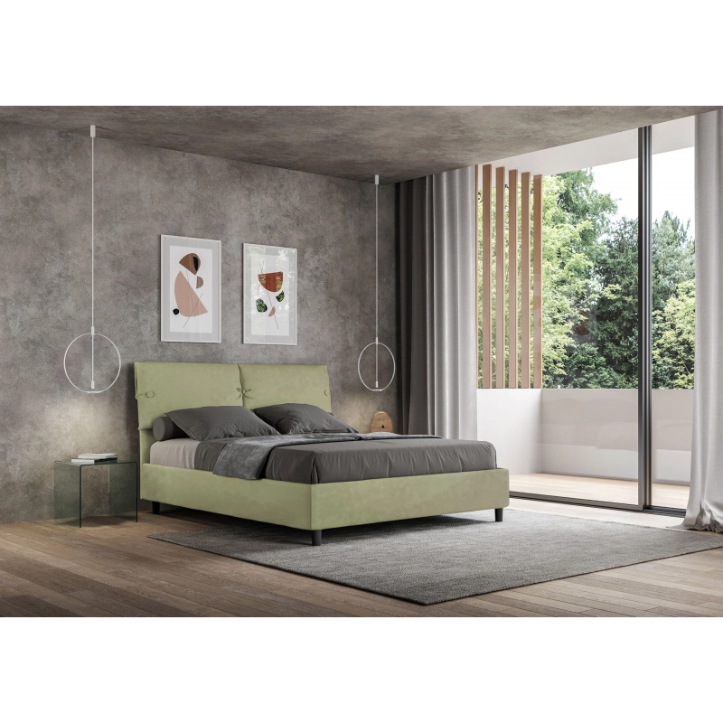 Letto imbottito Matrimoniale 160x190 cm Sleeper - Con rete,Microfibra,Tè verde