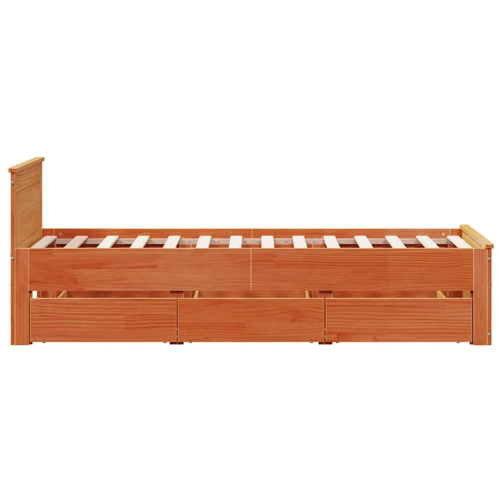 Giroletto senza Materasso con Testiera Marrone Cera 90x190 Pino 3308788