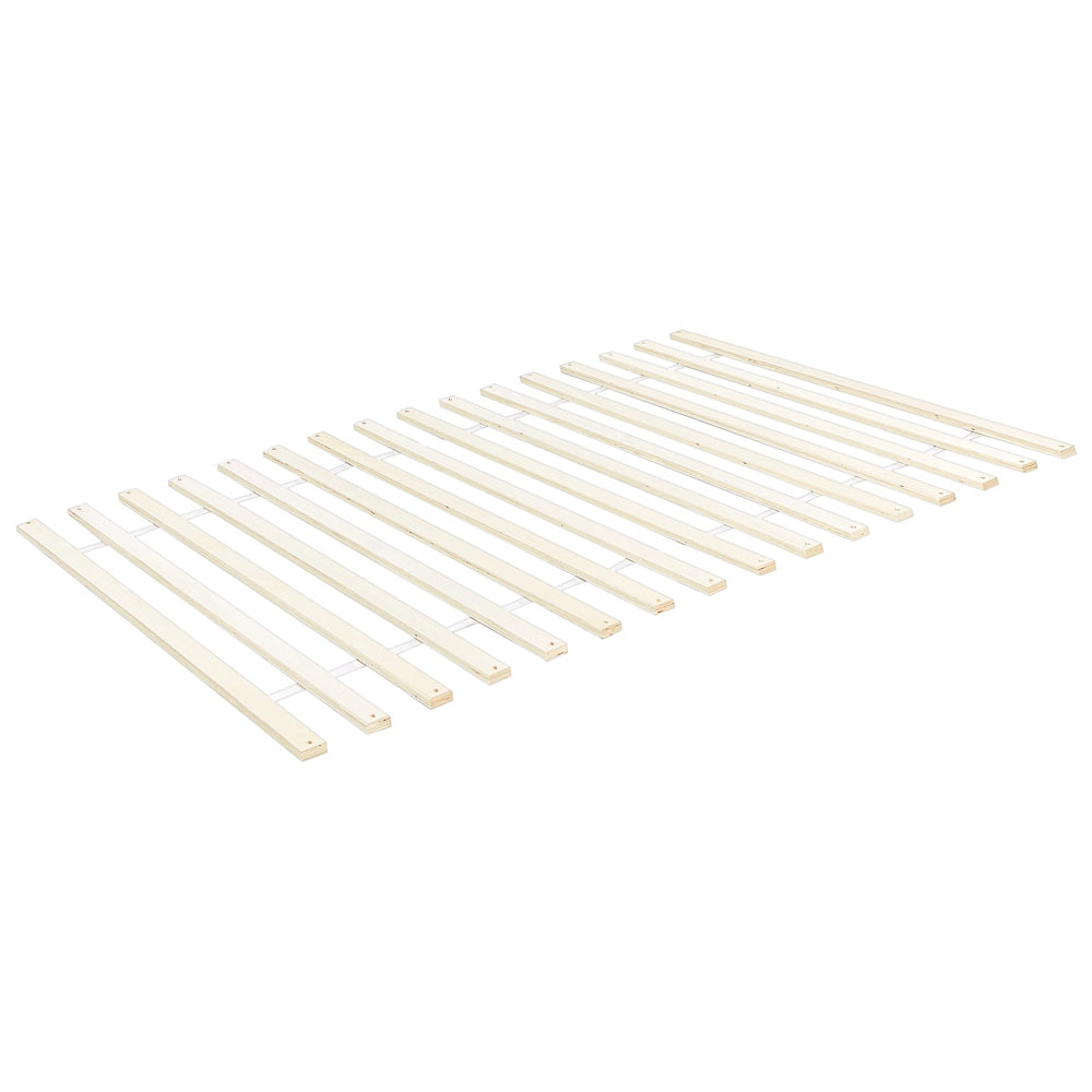 Letto singolo in legno di Pino chiaro con Rete a Doghe 120 x 200 cm Testiera a doghe minimalista